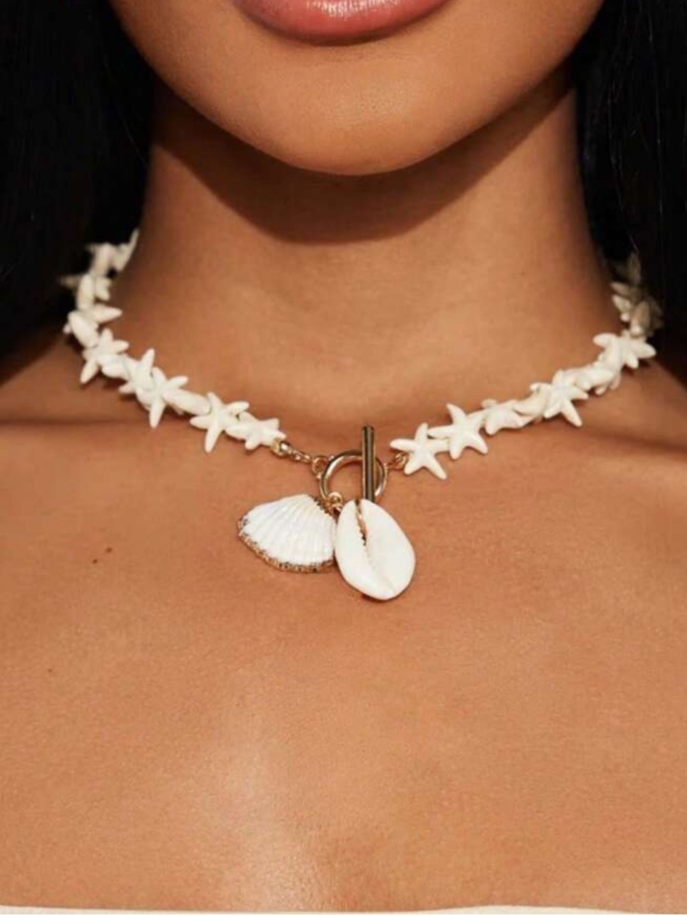 White Starfish & Shell Choker Necklace